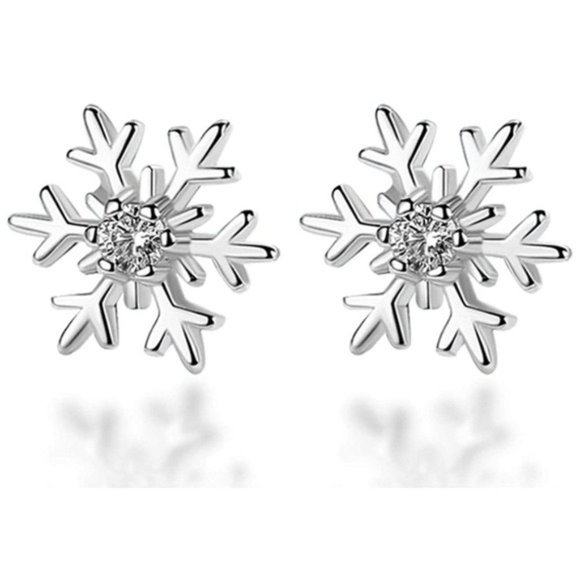 Snowflake Silver Earrings - Picture 2 of 3